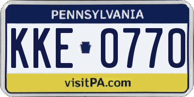 PA license plate KKE0770