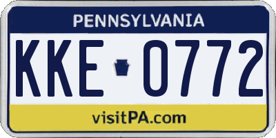 PA license plate KKE0772