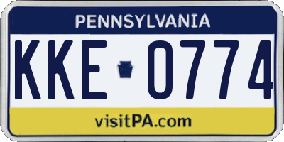 PA license plate KKE0774