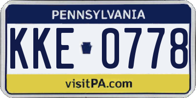 PA license plate KKE0778