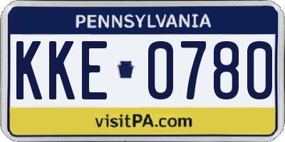 PA license plate KKE0780