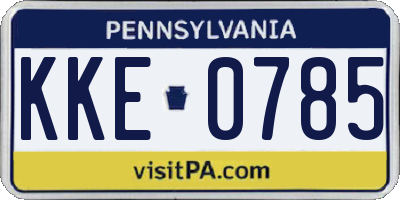 PA license plate KKE0785