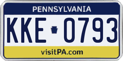 PA license plate KKE0793