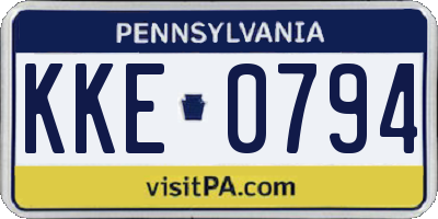 PA license plate KKE0794