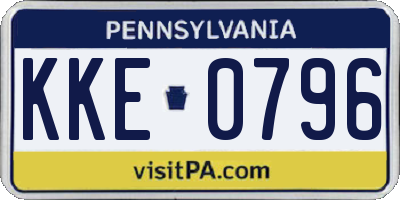 PA license plate KKE0796