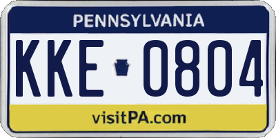 PA license plate KKE0804