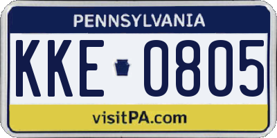 PA license plate KKE0805