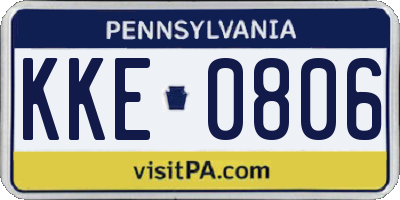 PA license plate KKE0806