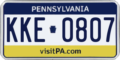 PA license plate KKE0807