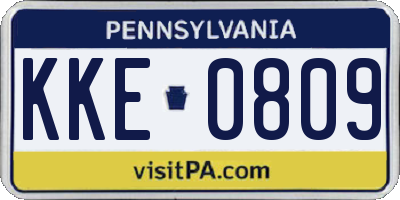 PA license plate KKE0809