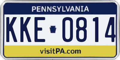 PA license plate KKE0814