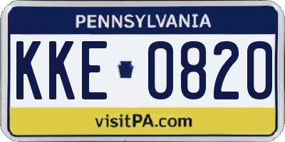 PA license plate KKE0820