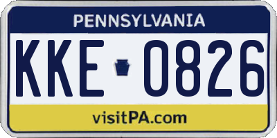 PA license plate KKE0826