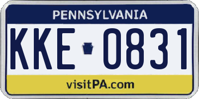 PA license plate KKE0831