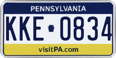 PA license plate KKE0834