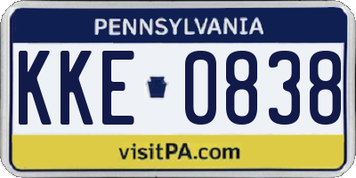 PA license plate KKE0838