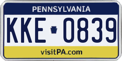PA license plate KKE0839