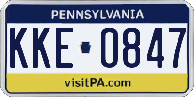 PA license plate KKE0847