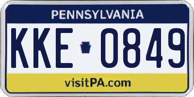 PA license plate KKE0849