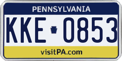 PA license plate KKE0853