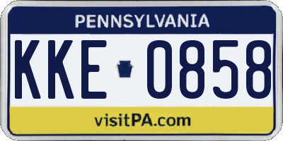 PA license plate KKE0858