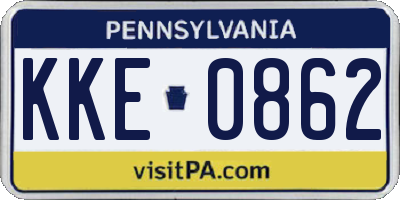 PA license plate KKE0862