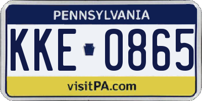 PA license plate KKE0865
