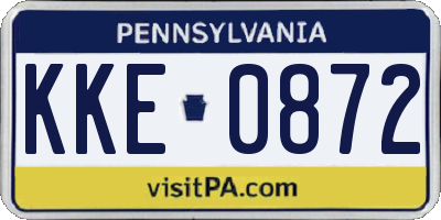 PA license plate KKE0872