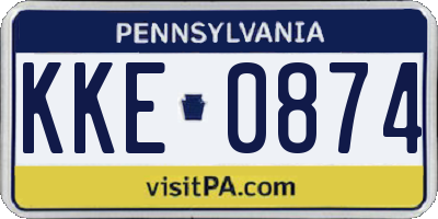 PA license plate KKE0874