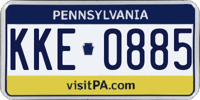 PA license plate KKE0885