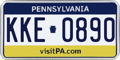 PA license plate KKE0890