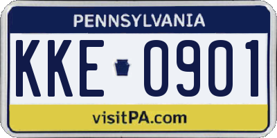 PA license plate KKE0901