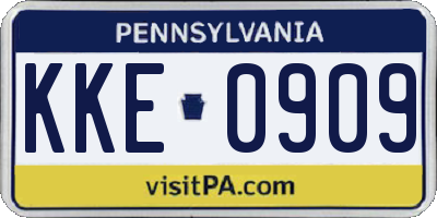 PA license plate KKE0909