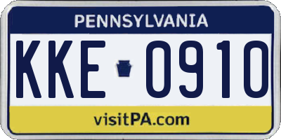 PA license plate KKE0910