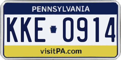 PA license plate KKE0914