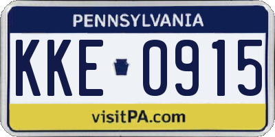 PA license plate KKE0915