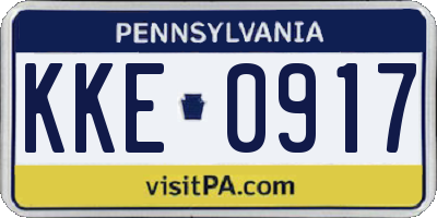 PA license plate KKE0917
