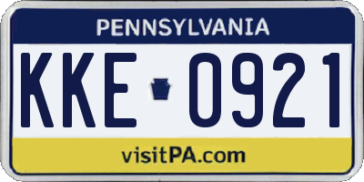 PA license plate KKE0921