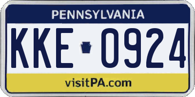 PA license plate KKE0924