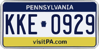 PA license plate KKE0929