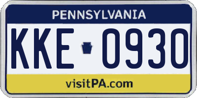 PA license plate KKE0930