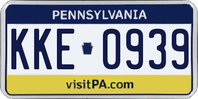 PA license plate KKE0939