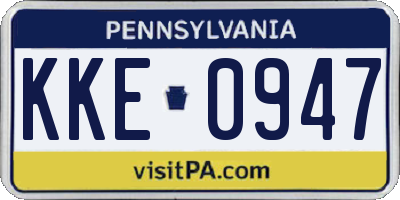 PA license plate KKE0947
