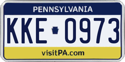 PA license plate KKE0973