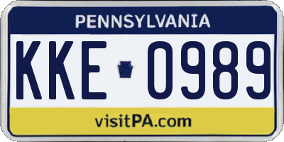 PA license plate KKE0989