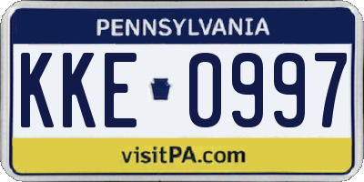 PA license plate KKE0997