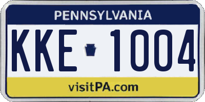PA license plate KKE1004