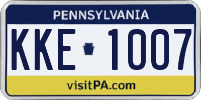 PA license plate KKE1007