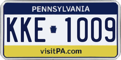 PA license plate KKE1009