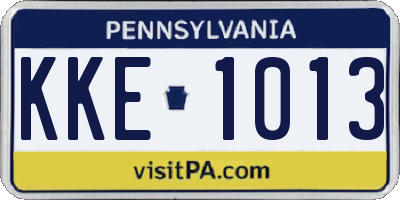 PA license plate KKE1013